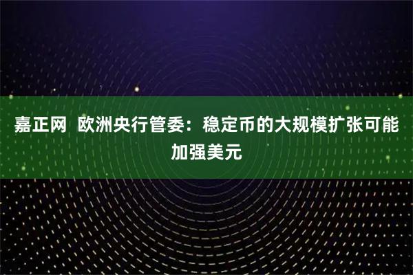 嘉正网  欧洲央行管委：稳定币的大规模扩张可能加强美元