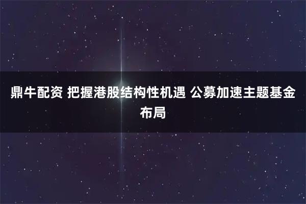 鼎牛配资 把握港股结构性机遇 公募加速主题基金布局
